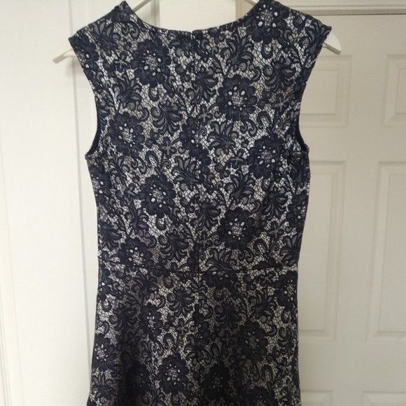 Ricki's | Blue Silver Floral Jacquard Dress | 4 - Picture 8 of 16